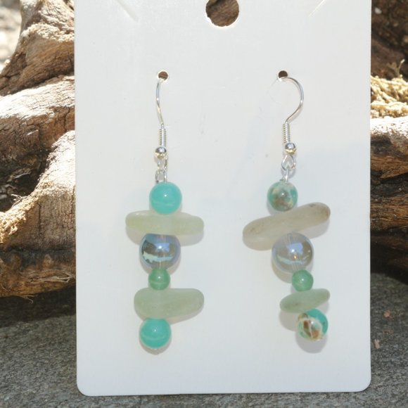 Ocean Tumbled Sea Glass Earrings - Picture 1 of 4